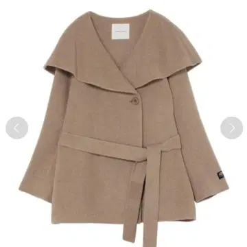 러그나무 문 케이프 칼라 플레어 리버 코트 이탈리아제 울 베이지