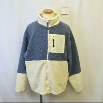 kk87 [ XL ] 플리스 자켓 파랑과 화이트 바이컬러
