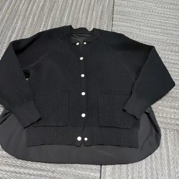 블랙 리브 편직 가디건