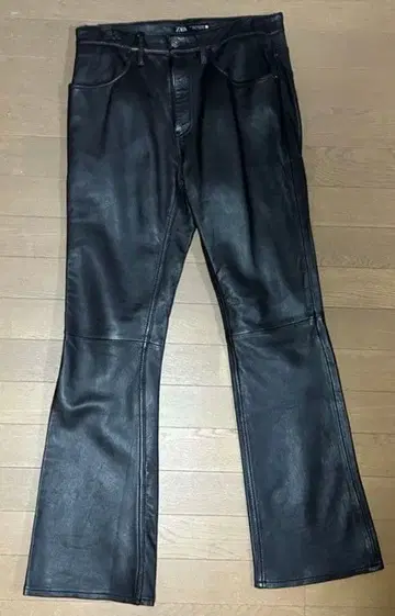 ZARA 브라운 가죽 플레어 팬츠 램 가죽 천연 가죽