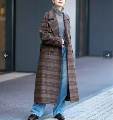 새상품 이에나 체크 코트 36