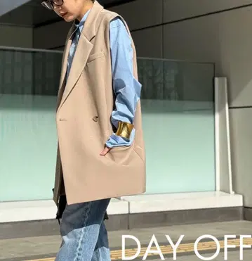 미사용 AP STUDIO 더블 크로스 롱 베스트 베이지