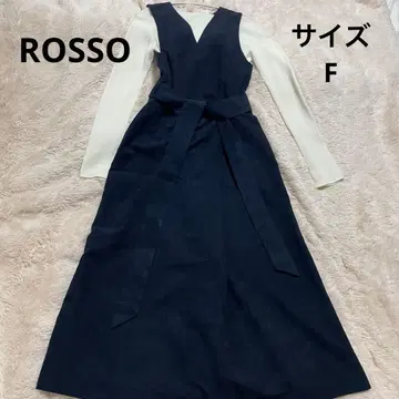 ROSSO 네이비 스웨이드풍 오버롤 스커트
