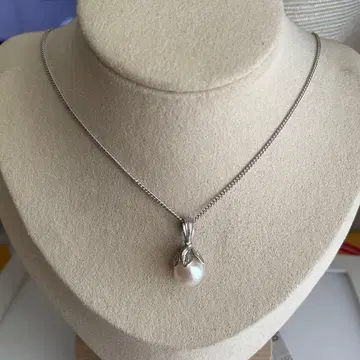 SILVER 각인 펄 목걸이#3959