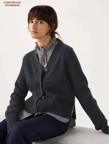 UNIQLO 캐시미어 V넥 가디건 S 코토니에 그레이