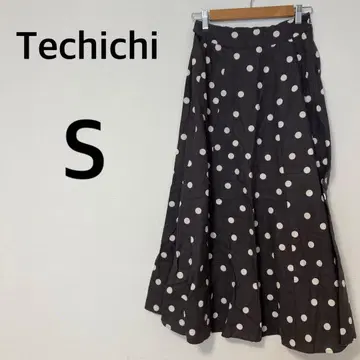 테치치 Techichi 플레어 스커트 도트 무늬 [ S ] 캐주얼 뒷밴딩