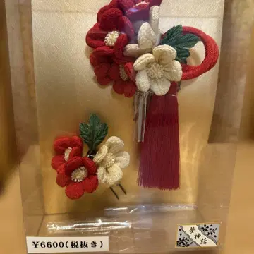 일본 의류 머리 장식 빨흰 꽃 태슬 포함