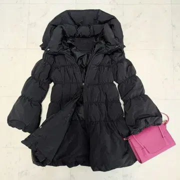 투 비 시크 다운 코트 블랙 여배우 카라 플레어 A 라인 40