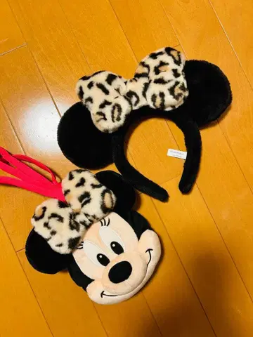 디즈니 미니 리본 레오파드 무늬 머리띠