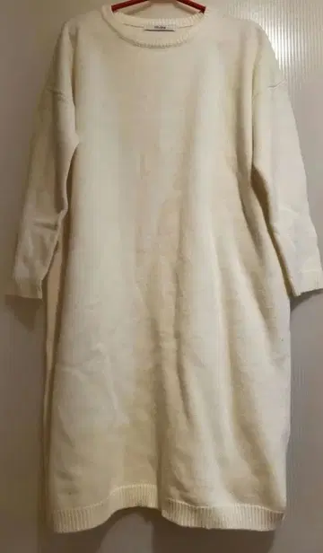 아이보리 니트 롱 원피스 7부 소매