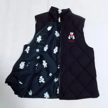 마드모아젤 논논 리버서블 다운 베스트 베어 자수 곰 무늬 L 일본제