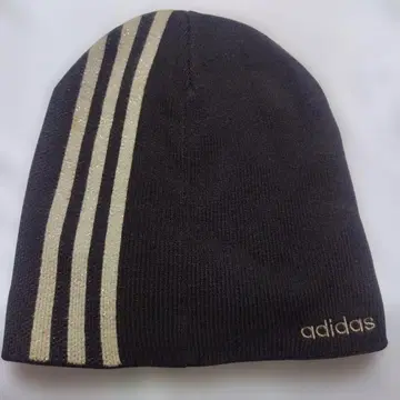 00s adidas 비니 니트 모자 브라운 골드