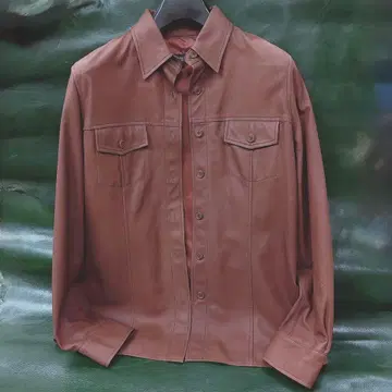 일본제 천연 가죽 자켓 여성용 L 소가죽 가죽 빈티지 브라운 브라운