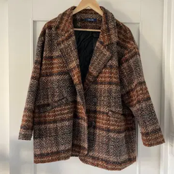 오버 사이즈 자켓 브라운 계열 체크