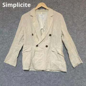 Simplicite 린넨 베이지 더블 브레스트 자켓
