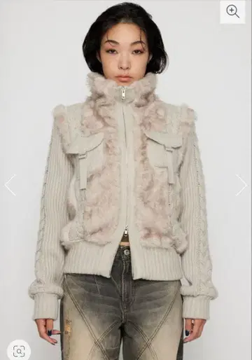 라가젬 CABLE KNIT FAUX FUR 블루종