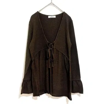 갤러리 비스콘티 니트 가디건 F 브라운 리본 긴팔