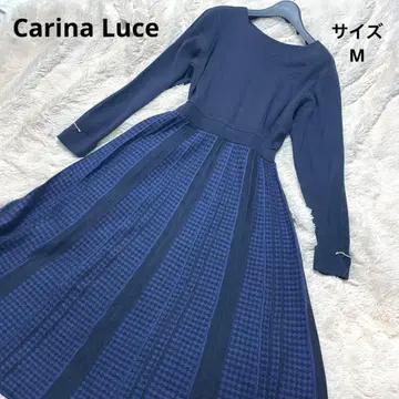 Carina Luce 네이비 긴팔 V넥 롱 원피스