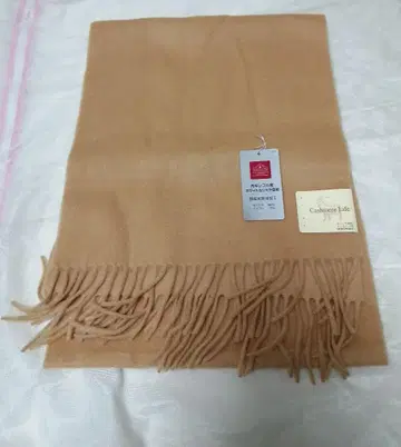 택 포함 새상품 Cashmere Life 캐시미어 머플러 베이지