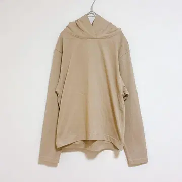 크로셰 후드티 긴팔 베이지 면 100% 심플 캐주얼 봄 가을