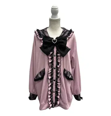 유메텐보 하트 레이스업 프릴 세일러 쭈리 튜닉 블루종 퍼플