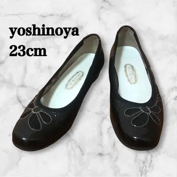 긴자 요시노야 펌프스 에나멜 플라워 자수 블랙 23cm