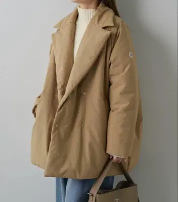 충전솜 테일러드 코트 베이지