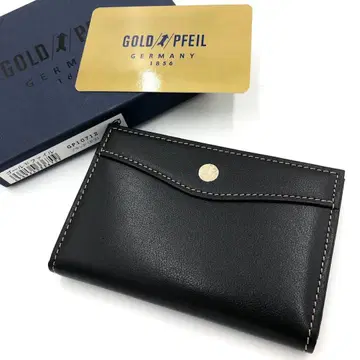 [ 미사용 새상품 ] 골드 파일 명함지갑 카드 케이스 가죽 블랙