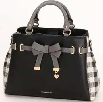 사만사 베가 벨트 리본 백 하트 참 포함 블랙 핸드백