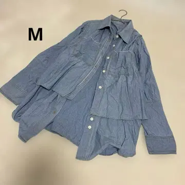 데님 셔츠 자켓 오버 사이즈 레이어드 라이트 블루 아우터 M