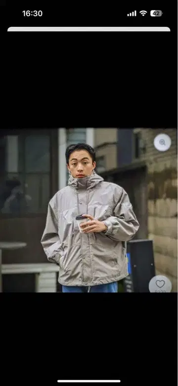 그레이 후드 부착 마운틴 후드티 M 사이즈