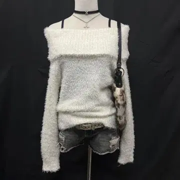 헤이세이 갸루 y2k 호러 게임 오프숄더 니트 공주 갸루