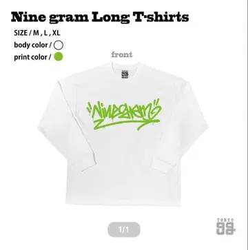 TOKYO9g 롱티 ninegram 화이트/라임 그린