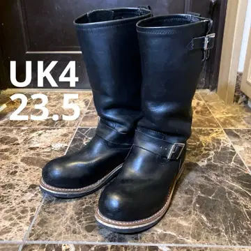 겟타 그립 엔지니어 부츠 UK4 천연 가죽 블랙 getta grip