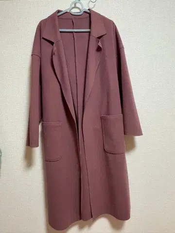 핑크 브라운 롱 코트 M 사이즈 허리 리본 포함