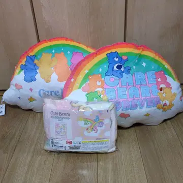 케어베어 레인보우 쿠션 포근한 담요