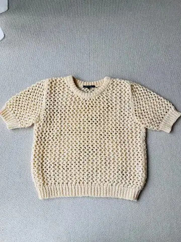 MACPHEE 반팔 니트 스웨터 베이지 사이즈 1