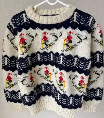 indio 하나뿐인 빈티지 울 니트 스웨터 올 패턴 스키 패턴
