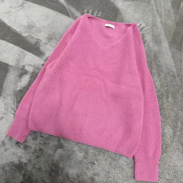 새상품급! 라운지 드레스 V넥 니트 캐시미어 100% 핑크