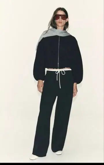 ZARA 더블 허리 와이드 팬츠 블랙