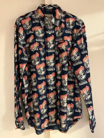 HYSTERIC GLAMOUR 네이비 프린트 패턴 셔츠 L 사이즈