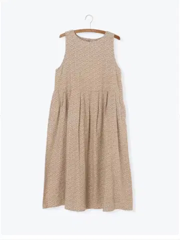 Samansa Mos2 나뭇잎 패턴 슬리브리스 턱 원피스 안감 있음