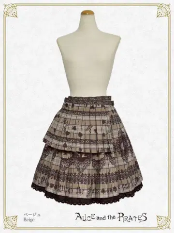 앨리스의 카드놀이 타탄 체크 패턴 플리츠 스커트