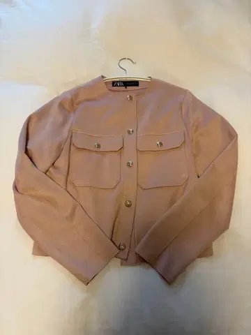 ZARA 노카라 자켓 핑크