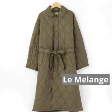 카키 퀼팅 롱 코트 Le Melange