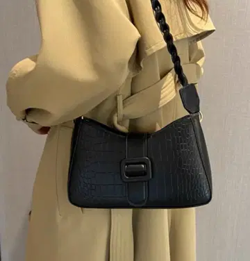 블랙 크로커다일풍 숄더백