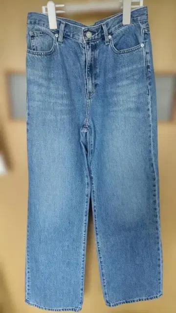 유니클로 와이드 스트레이트 청바지 블루 사이즈 26