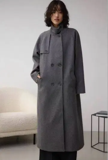 AZUL by moussy 스탠드 카라 워셔블 롱 코트