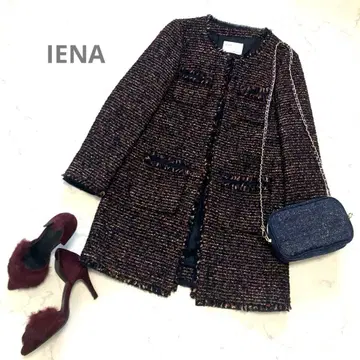 IENA 이에나 노카라 프린지 트위드 자켓 롱