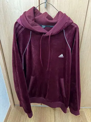 adidas 버건디 보르도 후드 부착 후드티 벨로아 저지